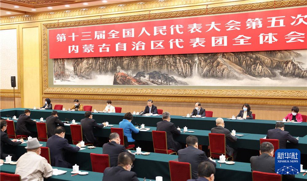 3月5日，中共中央总书记、国家主席、中央军委主席习近平参加十三届全国人大五次会议内蒙古代表团的审议。