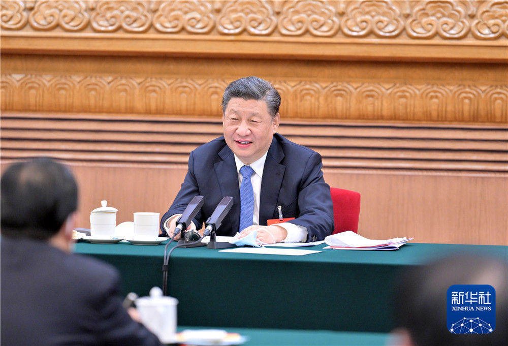 3月5日，中共中央总书记、国家主席、中央军委主席习近平参加十三届全国人大五次会议内蒙古代表团的审议。